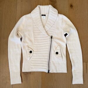 J. Crew Asymmetrical Zip Sweater in Cream - XS